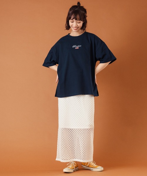 anap mimpi(アナップミンピ)の「国旗ロゴ ワンポイント刺繍ビッグTシャツ(Tシャツ/カットソー・レディース・オフホワイト/グレー/ネイビー・FREE)」の20枚目の写真