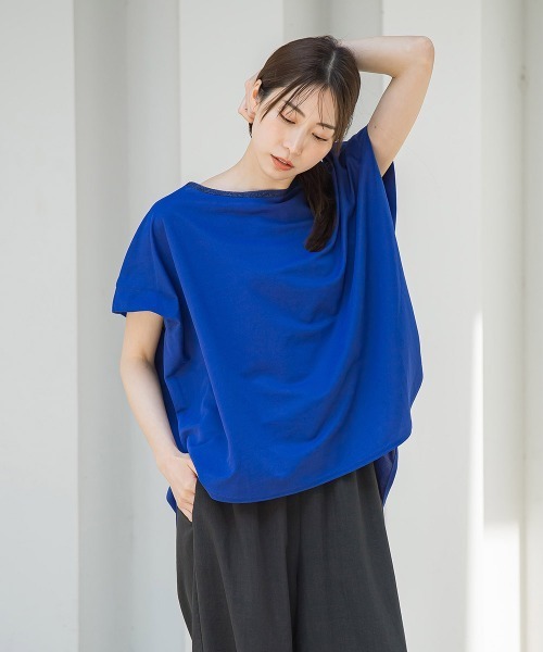 【手洗いOK】ラメ入りシンプルシルエットカットソー osharewalker カットソー レディース Tシャツ トップス 五分袖
