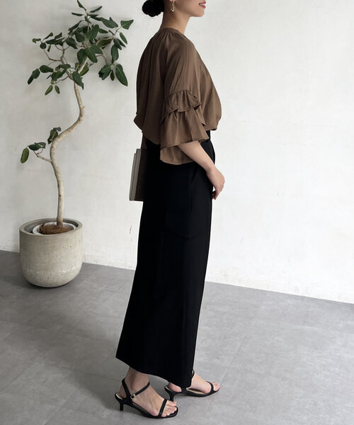 Chez toi(シェトワ)の「【体型カバー】【紫外線&冷房対策】袖フレア2WAYブラウス(シャツ/ブラウス・レディース・ホワイト/ブラウン/グリーン/ブラック・FREE)」の18枚目の写真