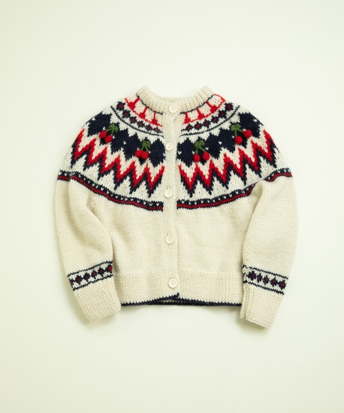CHILD WOMAN（チャイルドウーマン）の「ネパールハンドニット 求心さくらんぼ刺繍カーディガン（カーディガン/ボレロ・レディース・ブラック/アイボリー・FREE）」の15枚目の写真