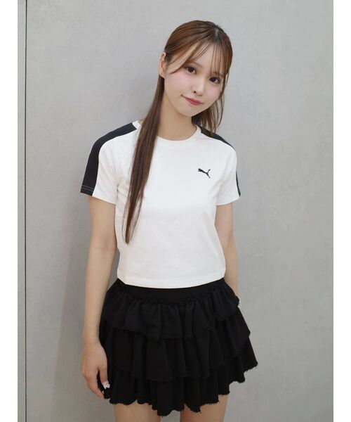 PUMA(プーマ)の「【PUMA】T7ベイビーTシャツ(Tシャツ/カットソー・レディース・ホワイト/チャコールグレー・FREE)」の1枚目の写真