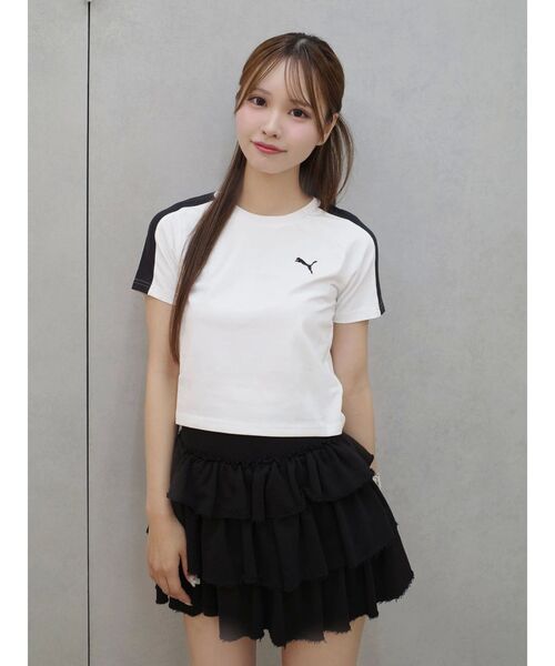 PUMA(プーマ)の「【PUMA】T7ベイビーTシャツ(Tシャツ/カットソー・レディース・ホワイト/チャコールグレー・FREE)」の4枚目の写真