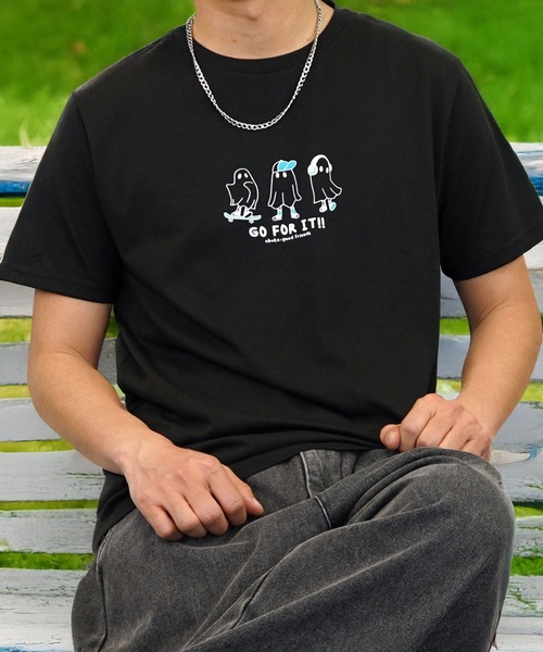Burner（バーナー）の「【GROOVY STORE】 フロントプリントTシャツ UVカット COOL＆DRY（Tシャツ/カットソー・メンズ・グレイッシュベージュ/ライトブラック/グレイッシュブルー/スミクロ/ライトベージュ/ライトイエロー/ライトグリーン/インディゴブルー/ミント/サーモンピンク/ブラック系その他2/ホワイト系その他4/ホワイト系その他5/ブラック系その他3/ブラック系その他4/ホワイト系その他3/ホワイト系その他2/オフホワイト/イエロー/ピンク/サックスブルー/ネイビー/ブラック/ホワイト・M/L/LL）」の8枚目の写真