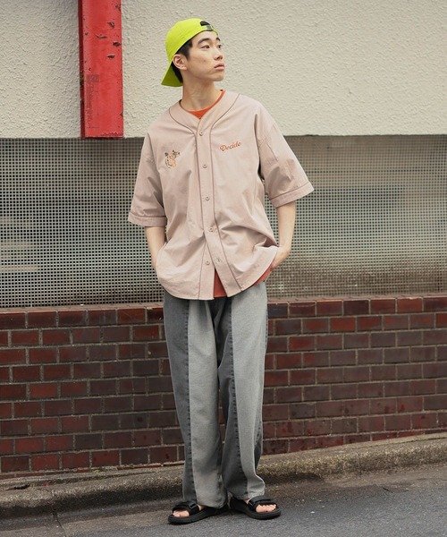 niko and...（ニコアンド）の「刺繍ベースボールシャツ（シャツ/ブラウス・メンズ・カーキ/チャコール/ベージュ・MEDIUM/LARGE）」の5枚目の写真