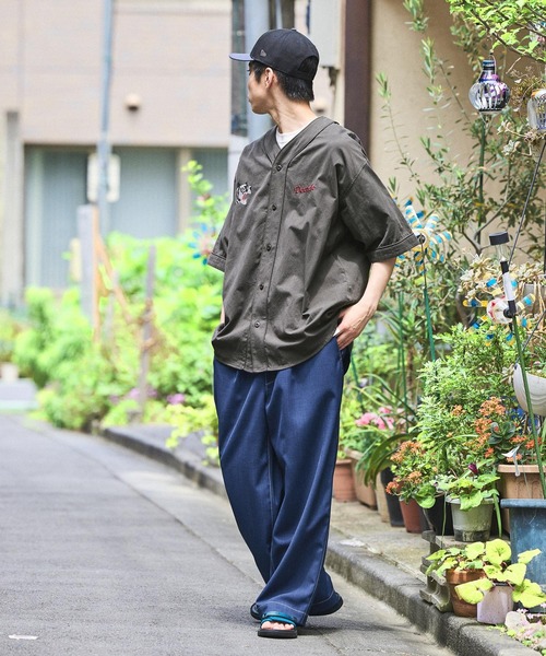 ニコアンド【Make Stuff\"25】　てぃらベースボールシャツ・グレー　新品 セール】刺繍ベースボールシャツ（シャツ/ブラウス）｜niko and