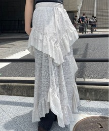 Ameri（アメリ）の「MEDI TROMPE L'OEIL RUFFLE SLIT SKIRT（スカート