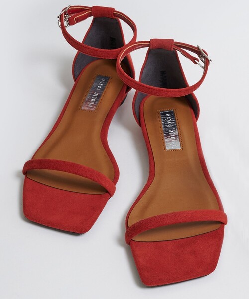 PUBLIC TOKYO（パブリックトウキョウ）の「スエードフラットサンダル（サンダル・レディース・ブラック/レッド・1/2）」の2枚目の写真