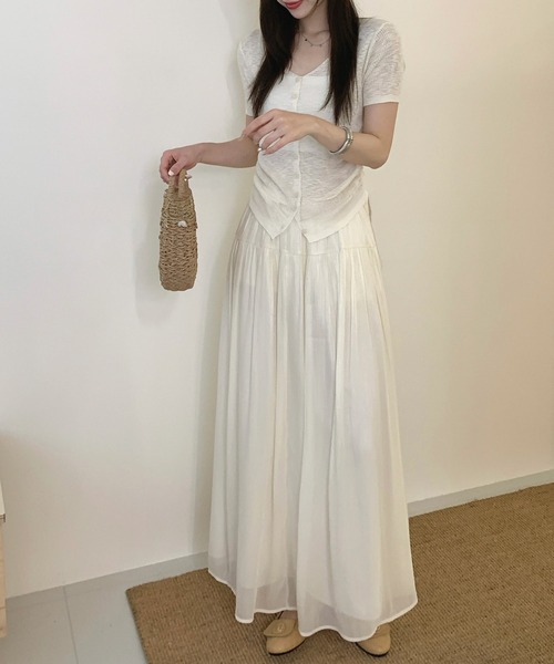 L LABEL(エルラベル)の「ドロストハーフスリーブカーディガン(カーディガン/ボレロ・レディース・ホワイト/ダークグレー/ライトグレー/ブラック/ブルー・FREE)」の7枚目の写真