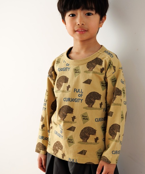 MAKE YOUR DAY（メイクユアデイ）の「くまの親子総柄長袖Tシャツ■80～140cm（Tシャツ/カットソー・キッズ・ベージュ/イエロー・80/90/100/110/120/130/140）」の3枚目の写真