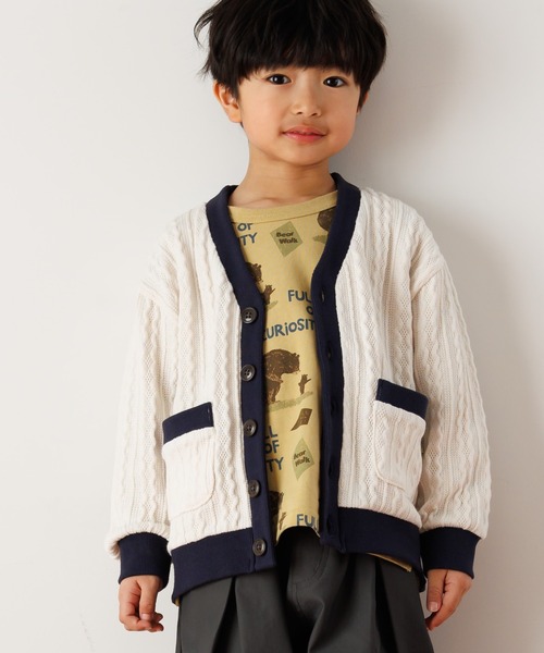 MAKE YOUR DAY（メイクユアデイ）の「くまの親子総柄長袖Tシャツ■80～140cm（Tシャツ/カットソー・キッズ・ベージュ/イエロー・80/90/100/110/120/130/140）」の6枚目の写真