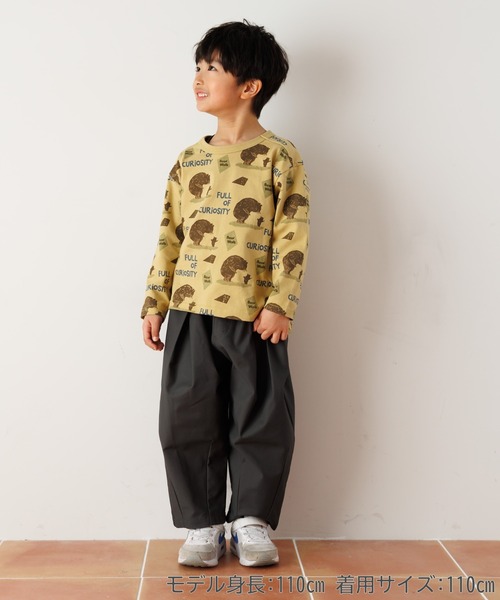 MAKE YOUR DAY（メイクユアデイ）の「くまの親子総柄長袖Tシャツ■80～140cm（Tシャツ/カットソー・キッズ・ベージュ/イエロー・80/90/100/110/120/130/140）」の4枚目の写真