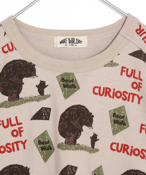 MAKE YOUR DAY（メイクユアデイ）の「くまの親子総柄長袖Tシャツ■80～140cm（Tシャツ/カットソー・キッズ・ベージュ/イエロー・80/90/100/110/120/130/140）」の11枚目の写真