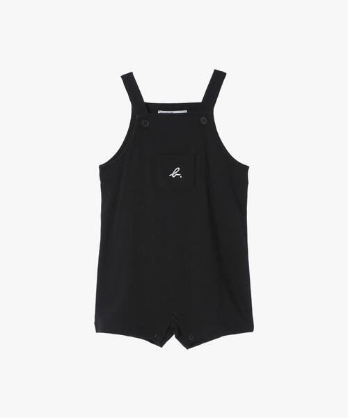 agnes b.(アニエスベー)の「ベビー ”b.”ロゴ刺繍 コットン サロペット(サロペット/オーバーオール・キッズ・ブラック・2YEAR/6MONTH/1YEAR/18M)」の1枚目の写真
