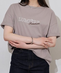 刺繍＆プリント　前後差スリットTシャツ