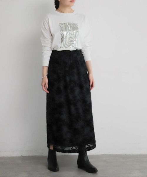 NOMBRE IMPAIR（ノンブルアンペール）の「シアーオパールフラワー　レイヤードイージースカート（スカート・レディース・ブラック/グレー・FREE）」の6枚目の写真