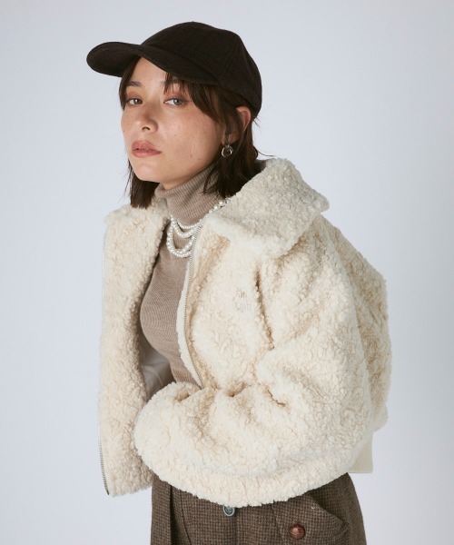 Kappa（カッパ）の「ボアフリースジャケット（その他アウター・レディース・アイボリー/ブラック・LARGE/MEDIUM/SMALL）」の2枚目の写真