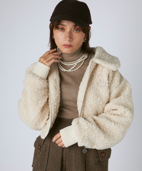 Kappa（カッパ）の「ボアフリースジャケット（その他アウター・レディース・アイボリー/ブラック・LARGE/MEDIUM/SMALL）」の15枚目の写真