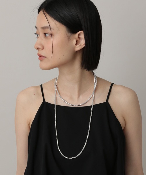 ⭐黒と金のビーズのロングネックレス 黒い石とペーパービーズのロングネックレス Black Gems & Paper