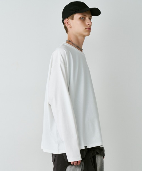 AIVER（アイバー）の「AIVER　ガス焼きヘビー天竺プルオーバー（Tシャツ/カットソー・メンズ・クリアブラック/ホワイト・LARGE/MEDIUM/SMALL）」の3枚目の写真