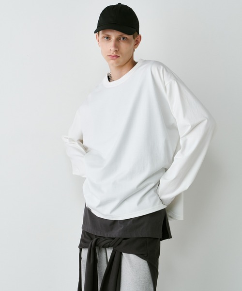 AIVER（アイバー）の「AIVER　ガス焼きヘビー天竺プルオーバー（Tシャツ/カットソー・メンズ・クリアブラック/ホワイト・LARGE/MEDIUM/SMALL）」の4枚目の写真