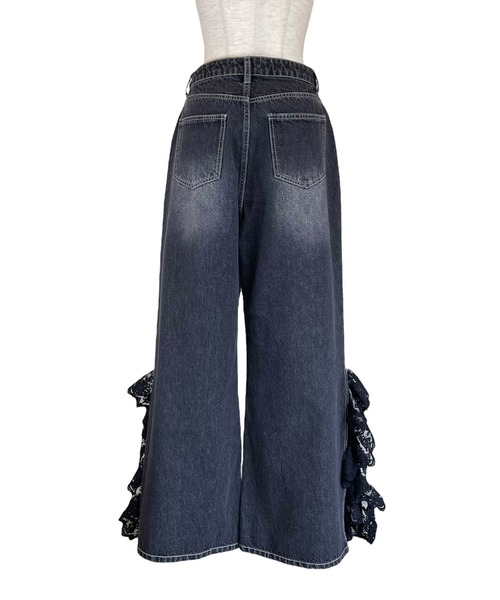 パンツ HONEY MI HONEY slash loose denim pants HONEY MI HONEY 】slash loose denim pants