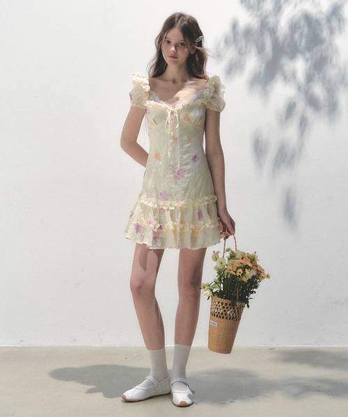SunsetPark（サンセットパーク）の「花柄レースフリルワンピース SP25s094【SunsetPark】（ワンピース・レディース・クリーム・S/M/L）」の8枚目の写真