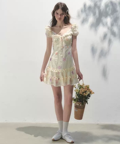 ❤️24新作 新品♡ SelfPortrait 緑スパンコールワンピース♡　967 花柄レースフリルワンピース SP25s094【SunsetPark】【2025SS