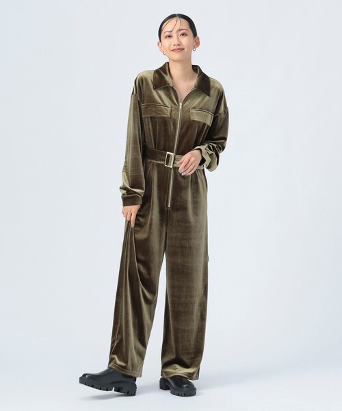 BEAMS HEART（ビームスハート）の「ベロア ジャンプスーツ（つなぎ/オールインワン・レディース・ネイビー/オリーブ・FREE）」の5枚目の写真