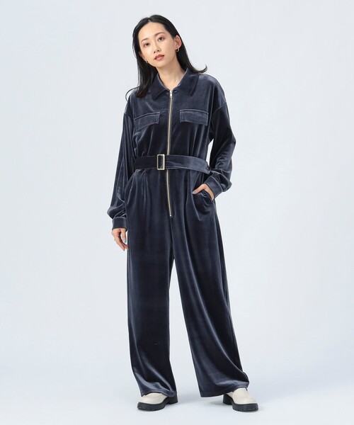 BEAMS HEART（ビームスハート）の「ベロア ジャンプスーツ（つなぎ/オールインワン・レディース・ネイビー/オリーブ・FREE）」の6枚目の写真