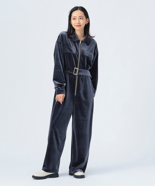 BEAMS HEART（ビームスハート）の「ベロア ジャンプスーツ（つなぎ/オールインワン・レディース・ネイビー/オリーブ・FREE）」の7枚目の写真