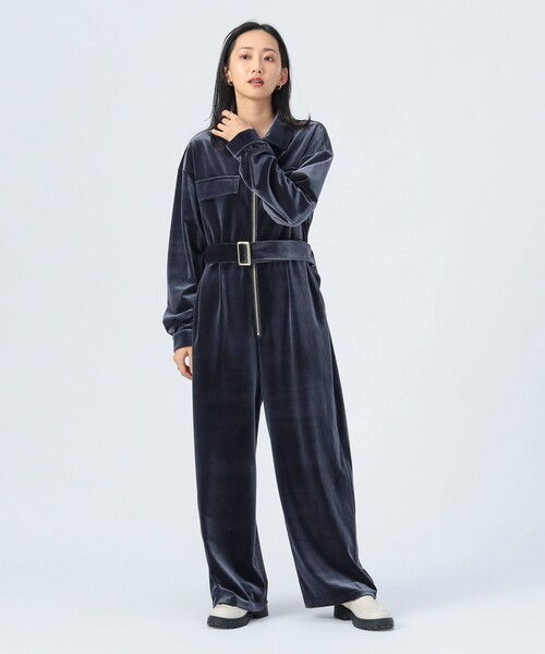 BEAMS HEART（ビームスハート）の「ベロア ジャンプスーツ（つなぎ/オールインワン・レディース・ネイビー/オリーブ・FREE）」の8枚目の写真