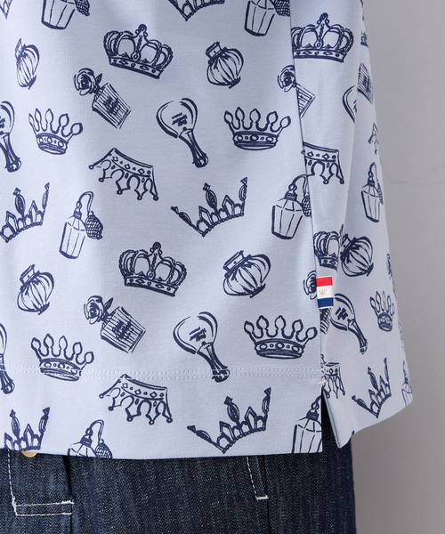 Petit Honfleur(プチオンフルール)の「【接触冷感・UVカット】オーガニックコットンモチーフプリントTシャツ(Tシャツ/カットソー・レディース・グレー/サックスブルー/ホワイト・L/M)」の10枚目の写真