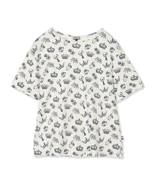 Petit Honfleur(プチオンフルール)の「【接触冷感・UVカット】オーガニックコットンモチーフプリントTシャツ(Tシャツ/カットソー・レディース・グレー/サックスブルー/ホワイト・L/M)」の12枚目の写真
