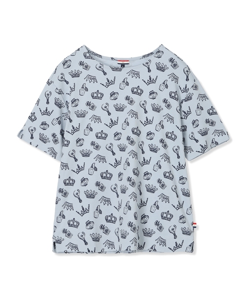 Petit Honfleur(プチオンフルール)の「【接触冷感・UVカット】オーガニックコットンモチーフプリントTシャツ(Tシャツ/カットソー・レディース・グレー/サックスブルー/ホワイト・L/M)」の13枚目の写真
