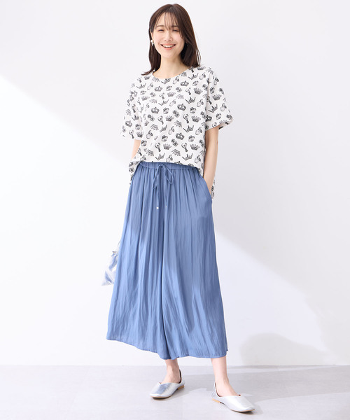 Petit Honfleur(プチオンフルール)の「【接触冷感・UVカット】オーガニックコットンモチーフプリントTシャツ(Tシャツ/カットソー・レディース・グレー/サックスブルー/ホワイト・L/M)」の15枚目の写真