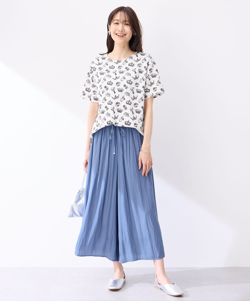 Petit Honfleur(プチオンフルール)の「【接触冷感・UVカット】オーガニックコットンモチーフプリントTシャツ(Tシャツ/カットソー・レディース・グレー/サックスブルー/ホワイト・L/M)」の16枚目の写真