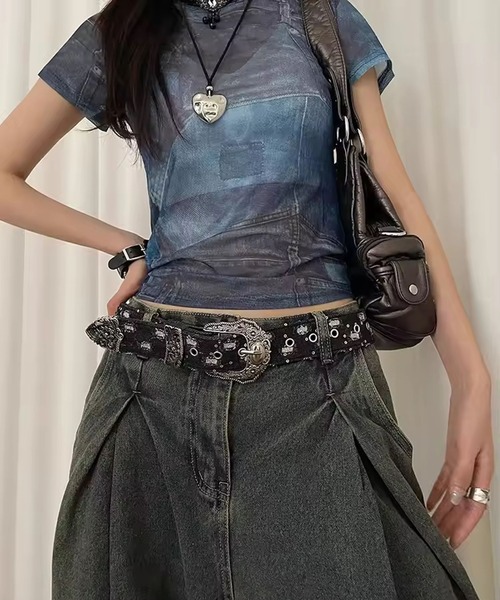 Port(ポート)の「【 Port / ポート 】ウエスタン バックル ダメージ ベルト #(ベルト・レディース・ライトブルー/ブラック・FREE)」の8枚目の写真