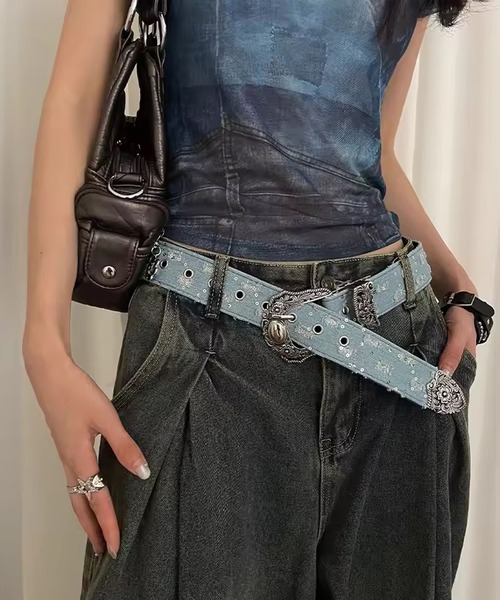 Port(ポート)の「【 Port / ポート 】ウエスタン バックル ダメージ ベルト #(ベルト・レディース・ライトブルー/ブラック・FREE)」の7枚目の写真