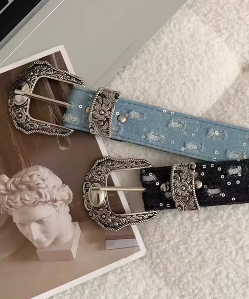 Port(ポート)の「【 Port / ポート 】ウエスタン バックル ダメージ ベルト #(ベルト・レディース・ライトブルー/ブラック・FREE)」の6枚目の写真