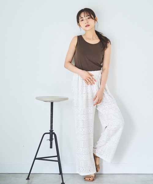 santa monica 購入 vintage クロシェ リメイク パンツ クロシェレース リラックスワイドパンツ（その他パンツ）｜mil