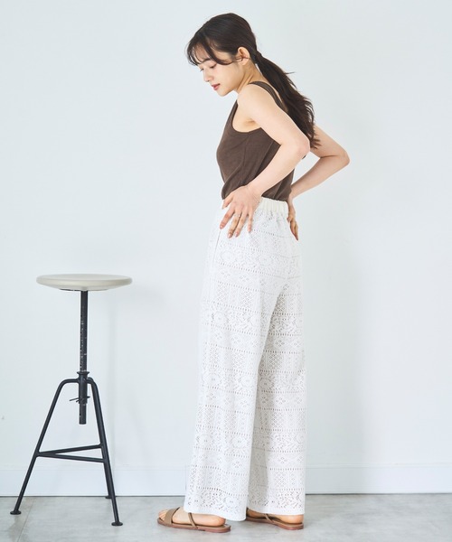 mil(ミル)の「クロシェレース リラックスワイドパンツ(その他パンツ・レディース・ブラック/オフホワイト・S-Regular/S-Short)」の5枚目の写真