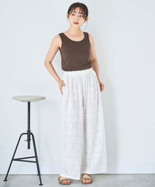 mil(ミル)の「クロシェレース リラックスワイドパンツ(その他パンツ・レディース・ブラック/オフホワイト・S-Regular/S-Short)」の6枚目の写真