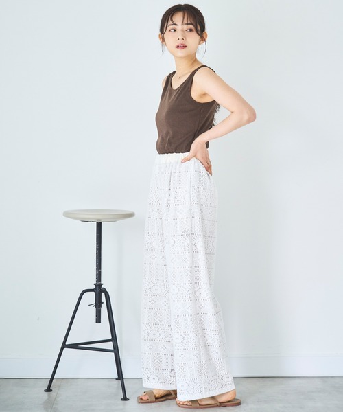 mil(ミル)の「クロシェレース リラックスワイドパンツ(その他パンツ・レディース・ブラック/オフホワイト・S-Regular/S-Short)」の7枚目の写真