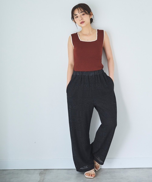 mil(ミル)の「クロシェレース リラックスワイドパンツ(その他パンツ・レディース・ブラック/オフホワイト・S-Regular/S-Short)」の14枚目の写真