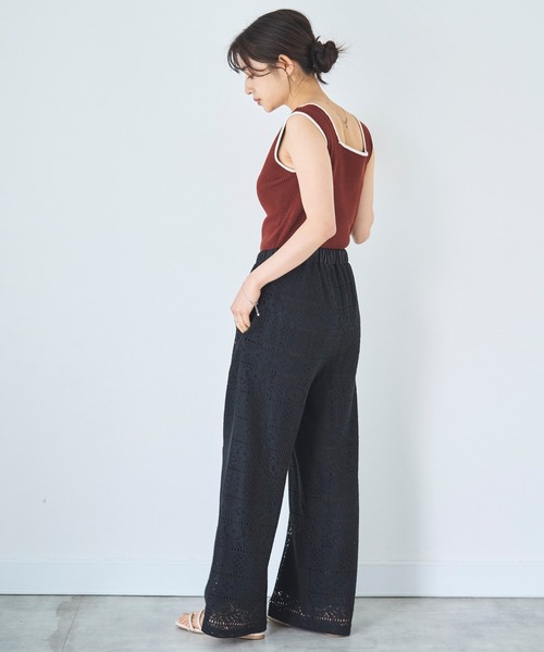mil(ミル)の「クロシェレース リラックスワイドパンツ(その他パンツ・レディース・ブラック/オフホワイト・S-Regular/S-Short)」の15枚目の写真
