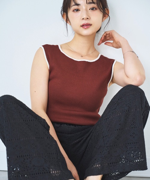 mil(ミル)の「クロシェレース リラックスワイドパンツ(その他パンツ・レディース・ブラック/オフホワイト・S-Regular/S-Short)」の18枚目の写真