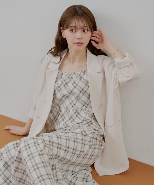 Chico（チコ）の「ルーズスーツジャケット（テーラードジャケット・レディース・アイボリー/グレー/ベージュ・FREE）」の2枚目の写真