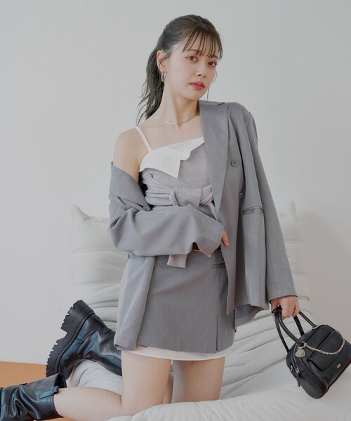 Chico（チコ）の「ルーズスーツジャケット（テーラードジャケット・レディース・アイボリー/グレー/ベージュ・FREE）」の5枚目の写真