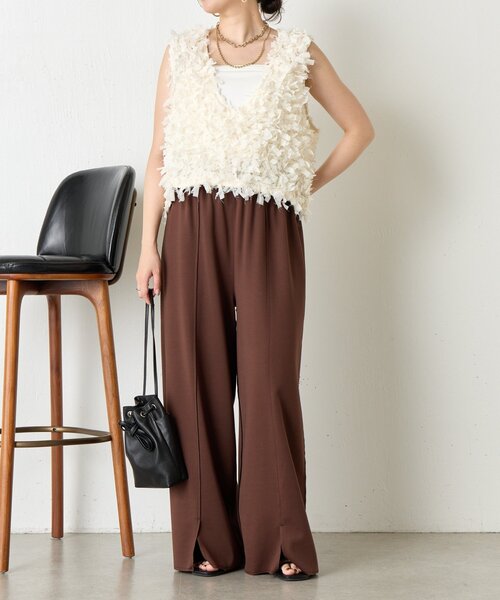 Jena espace merveilleux（ジェナ　エスパスメルヴェイユ）の「リボンフリンジベスト（ベスト・レディース・アイボリー/ブラック・FREE）」の3枚目の写真