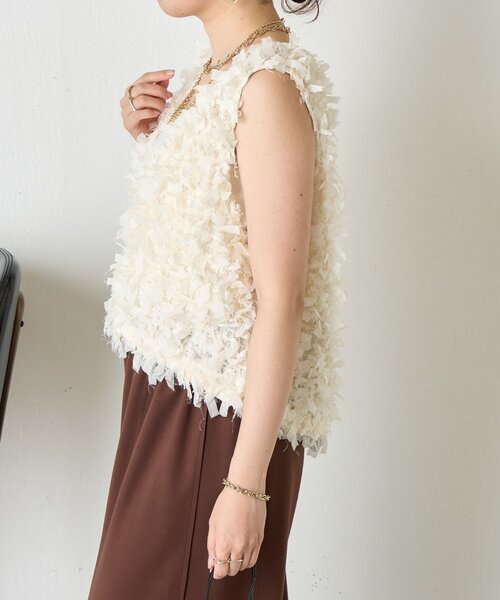 Jena espace merveilleux（ジェナ　エスパスメルヴェイユ）の「リボンフリンジベスト（ベスト・レディース・アイボリー/ブラック・FREE）」の8枚目の写真